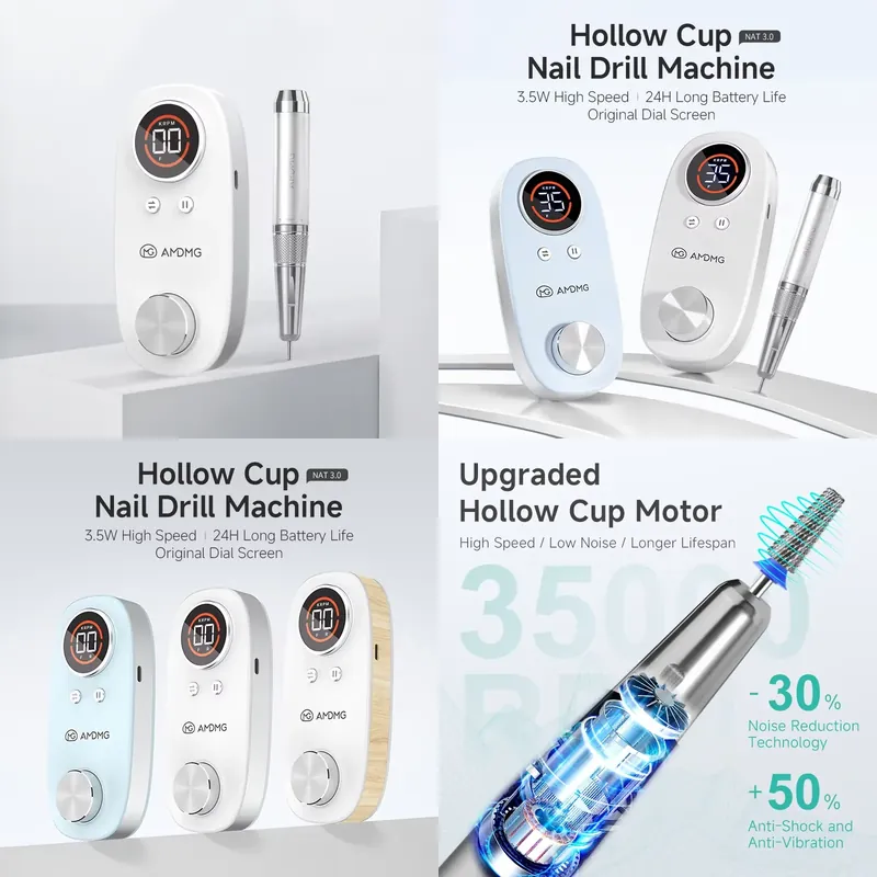Nail Drill Machine - เครื่องเจียรเล็บแบบถ้วยกลวง AMDMG รุ่นมืออาชีพ ความเร็ว 35000 รอบต่อนาที