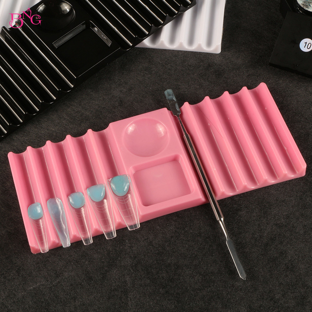 Nail Art Ombre - ที่วางปากกาพลาสติกแบบสองช่อง BNG สำหรับอุปกรณ์ทำเล็บ ที่เก็บแปรงทำเล็บ ที่เก็บแม่พิมพ์ต่อเล็บ