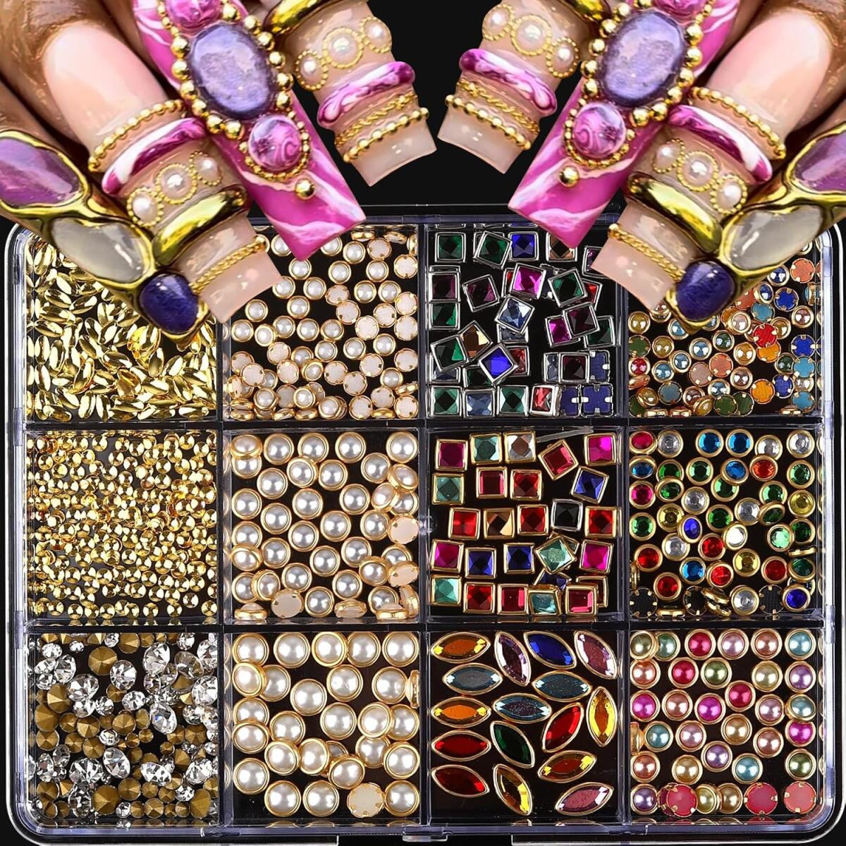 Nail Art Valentines Day - กล่องเดียว ประดับเล็บหรูหรา วิบวับ ด้วยเพชรพลอย 3 มิติ