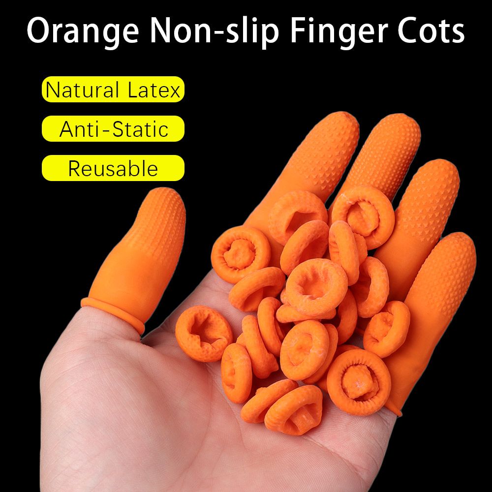 Nail Art Orange - 100 ชิ้น ปลอกนิ้วมือยางป้องกันสำหรับงานทำเล็บ ใช้ซ้ำได้ สีส้ม ถุงมือป้องกัน