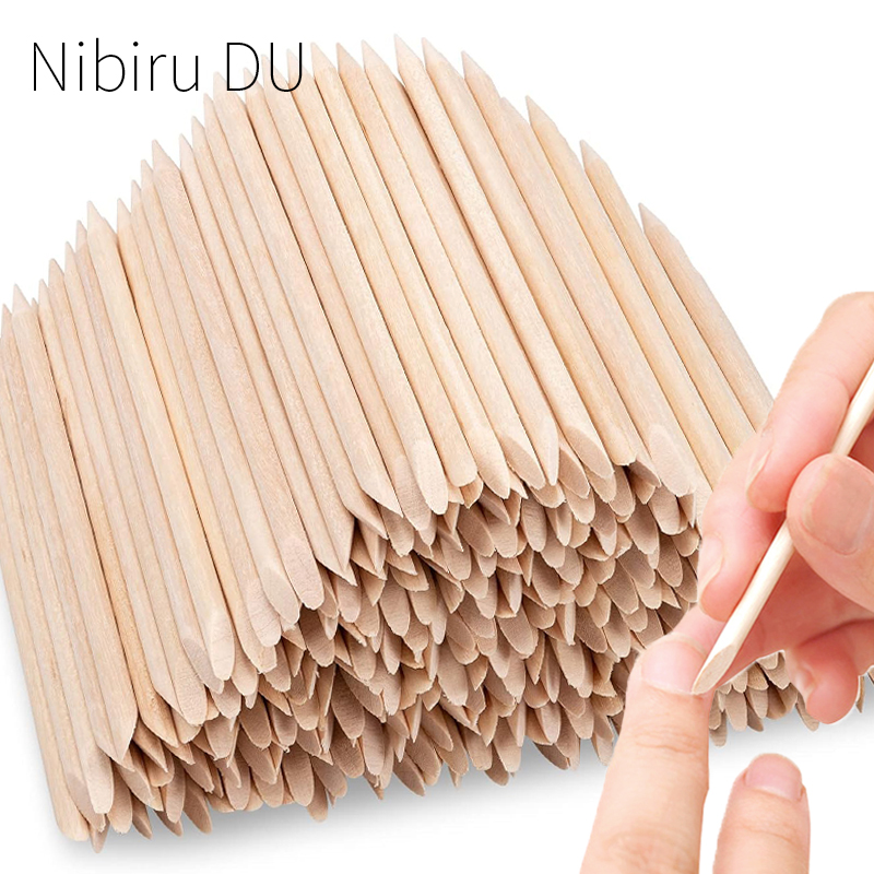 Nail Art Orange - 100/50Pcs สีส้มไม้เล็บ Sticks Double Sided Cuticle
