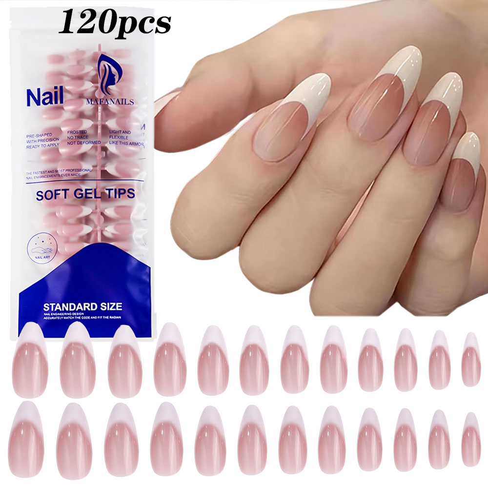 120pcs สีชมพูอัลมอนด์ขนาดกลางภ - Nail Art Pink บทวิจารณ์และราคา