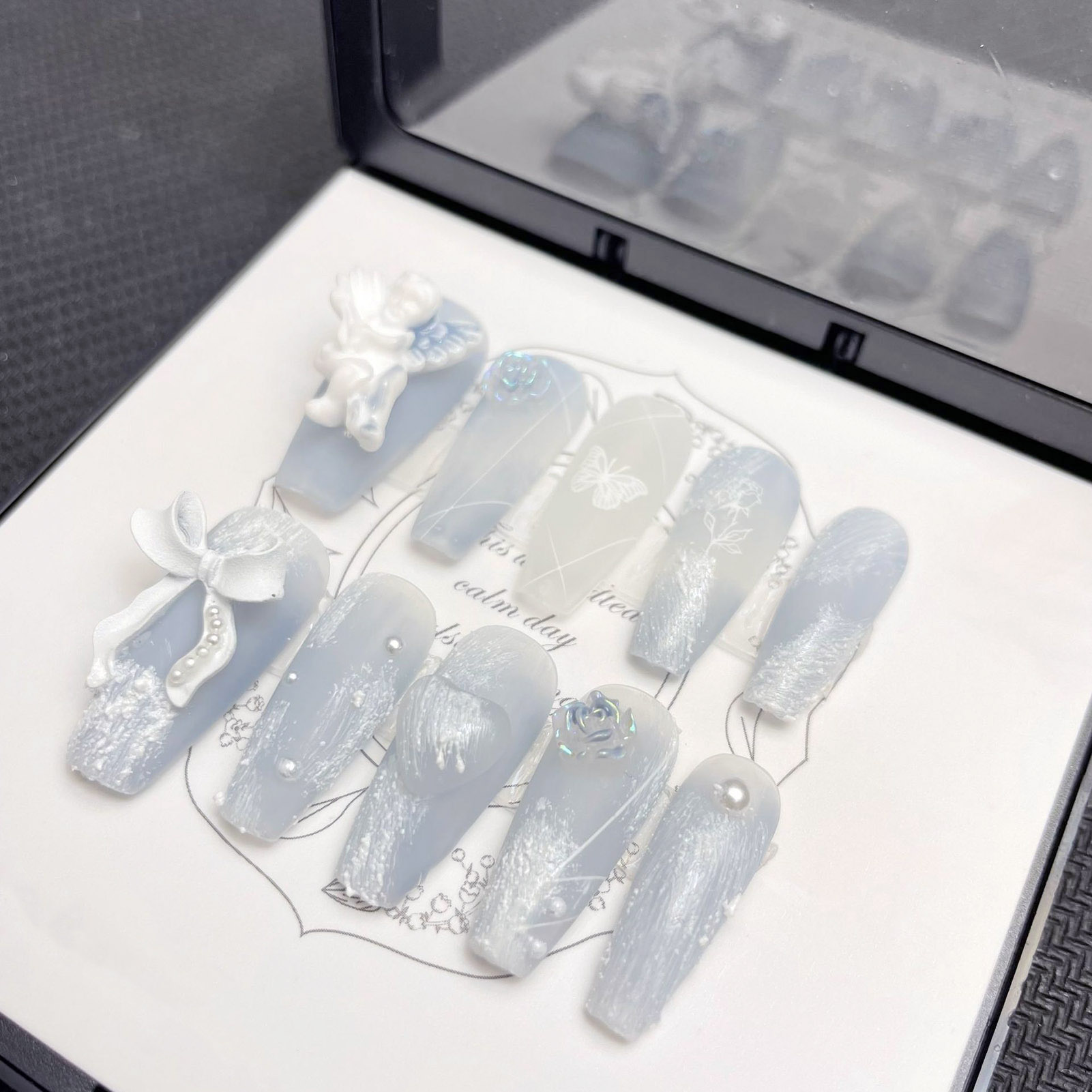 3D พลาสเตอร์ Angel เล็บปลอม Gl - Nail Art Press On บทวิจารณ์และราคา