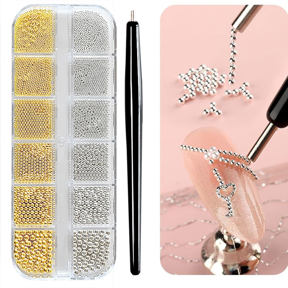 12 ตารางทอง/เงินมินิคาเวียร์ลู - Nail Art Valentines Day บทวิจารณ์และราคา