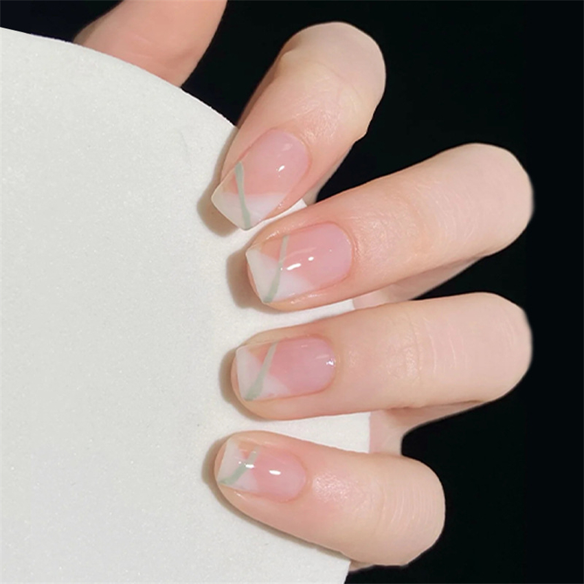 เล็บปลอมอะคริลิกลายตารางสีเขีย - Nail Art Pink บทวิจารณ์และราคา